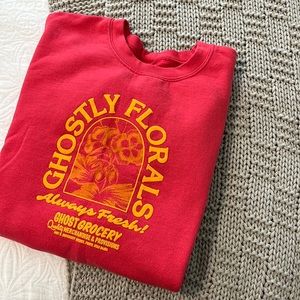 🪩🌼✨Ghostly Florals salmon and yellow crew neck